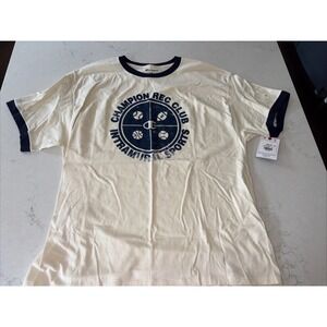 NWT‎ Champion Mens Xl Ringer T-shirt Rec Club Intramural Sports Graphic Cream